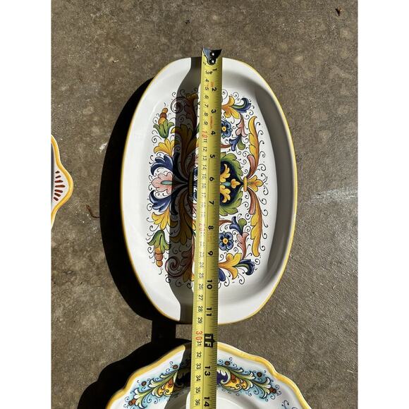 Lot of 4 Nova Deruta Italy Platter Serving Pieces Set Dinnerware Hand Painted - Picture 6 of 8